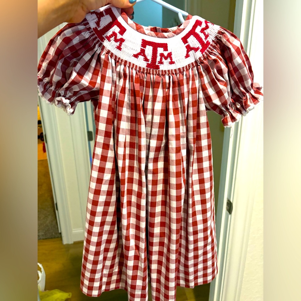Maroon and White Checkered Kids Dress